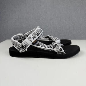 Teva Original Universal Womens Black White Chevron Sandal White Size 7